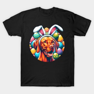 Vizsla Wears Bunny Ears Celebrating Easter Delight T-Shirt